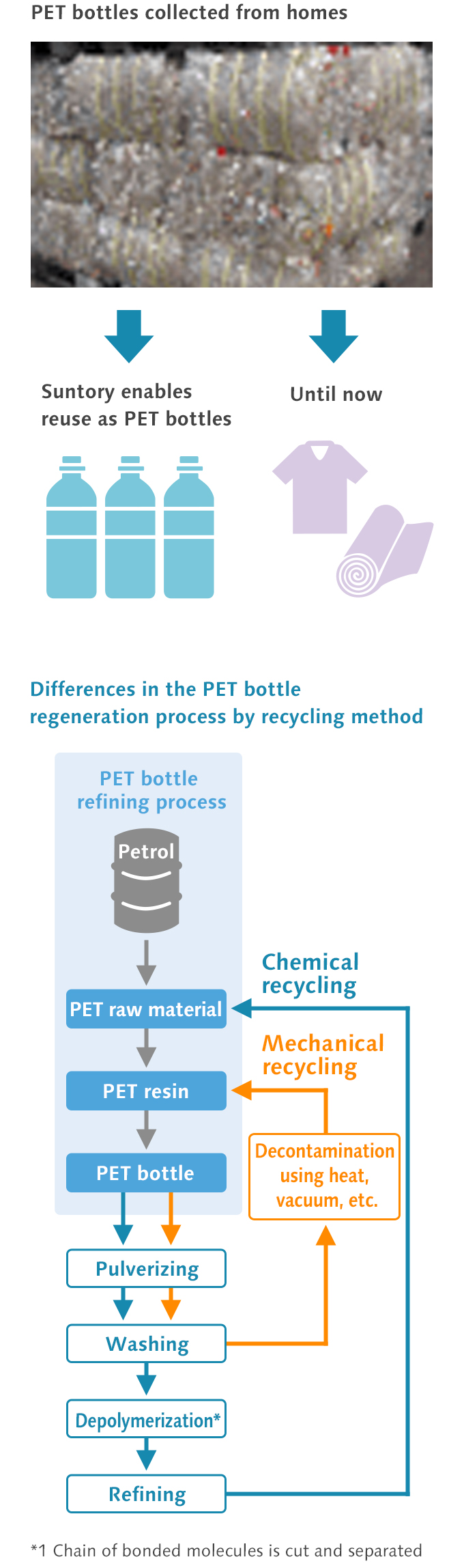 Differences in the PET bottle regeneration process by recycling method