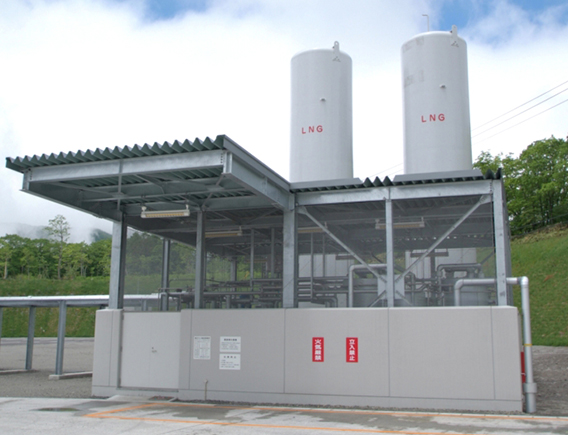 Liquefied natural gas facility at Okudaisen Bunanomori Water Plant of Suntory Products Ltd.